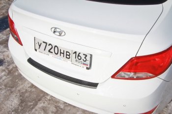 1 189 р. Накладка защитная на задний бампер Yuago Hyundai Solaris RBr седан рестайлинг (2014-2017)  с доставкой в г. Москва. Увеличить фотографию 4