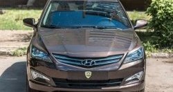 929 р. Реснички на фары Кураж Hyundai Solaris RBr седан рестайлинг (2014-2017) (Неокрашенные)  с доставкой в г. Москва. Увеличить фотографию 2