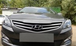 2 099 р. Сетка на бампер Russtal (черная) Hyundai Solaris RBr седан рестайлинг (2014-2017)  с доставкой в г. Москва. Увеличить фотографию 5