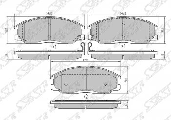 1 169 р. Колодки тормозные SAT (передние)  Hyundai Santa Fe  SM (2000-2012), KIA Sorento  BL (2002-2010), SSANGYONG Actyon  1 (2006-2010), SSANGYONG Actyon Sport (2006-2011), SSANGYONG Kyron (2005-2007)  с доставкой в г. Москва. Увеличить фотографию 1