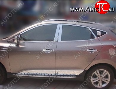 3 749 р. Накладки на верхнюю часть по периметру окон боковых дверей СТ Hyundai Tucson LM (2010-2017) (Неокрашенные)  с доставкой в г. Москва