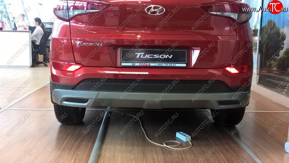 5 649 р. Накладка на задний бампер АвтоКрат Hyundai Tucson TL дорестайлинг (2015-2018) (Неокрашенная)  с доставкой в г. Москва