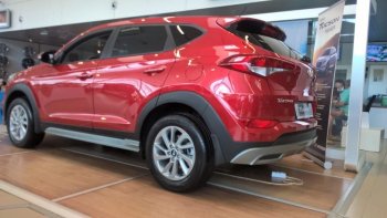 7 349 р. Пластиковые пороги АвтоКрат Hyundai Tucson TL дорестайлинг (2015-2018) (Неокрашенные)  с доставкой в г. Москва. Увеличить фотографию 2