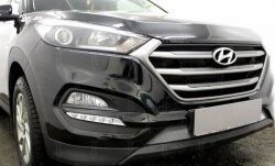 Защитная сетка на бампер Russtal (хром) Hyundai (Хюндаи) Tucson (Туссон)  TL (2015-2018) TL дорестайлинг