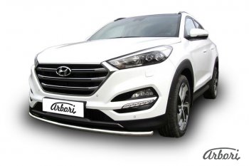 11 789 р. Защита переднего бампера Arbori (нержавейка, 1 труба d42 mm). Hyundai Tucson TL дорестайлинг (2015-2018)  с доставкой в г. Москва. Увеличить фотографию 2