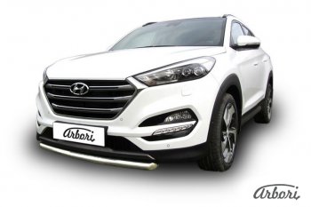 14 291 р. Защита переднего бампера Arbori (нержавейка, 1 труба d57 mm). Hyundai Tucson TL дорестайлинг (2015-2018)  с доставкой в г. Москва. Увеличить фотографию 2