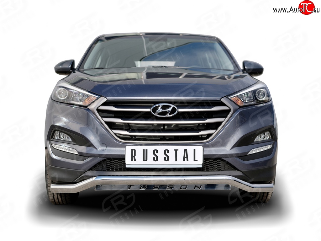 18 549 р. Защита переднего бампера (Ø63 мм волна, нержавейка) SLITKOFF  Hyundai Tucson  TL (2015-2018) дорестайлинг  с доставкой в г. Москва