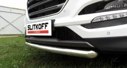 14 449 р. Одинарная защита переднего бампера диаметром 57 мм Slitkoff Hyundai Tucson TL дорестайлинг (2015-2018) (Нержавейка, Полированная)  с доставкой в г. Москва. Увеличить фотографию 1