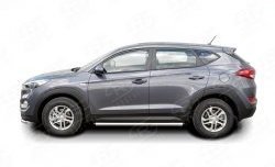 15 799 р. Защита порогов из круглой трубы диаметром 63 мм Russtal Hyundai Tucson TL дорестайлинг (2015-2018)  с доставкой в г. Москва. Увеличить фотографию 2