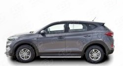 20 749 р. Широкая защита порогов Russtal Hyundai Tucson TL дорестайлинг (2015-2018) (Защита порогов с со скосами на торцах (вариант 1))  с доставкой в г. Москва. Увеличить фотографию 2