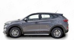 20 749 р. Широкая защита порогов Russtal Hyundai Tucson TL дорестайлинг (2015-2018) (Защита порогов с со скосами на торцах (вариант 1))  с доставкой в г. Москва. Увеличить фотографию 3