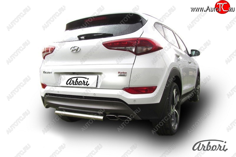 11 599 р. Защита штатных порогов Arbori (нержавейка, d57 mm). Hyundai Tucson TL дорестайлинг (2015-2018)  с доставкой в г. Москва