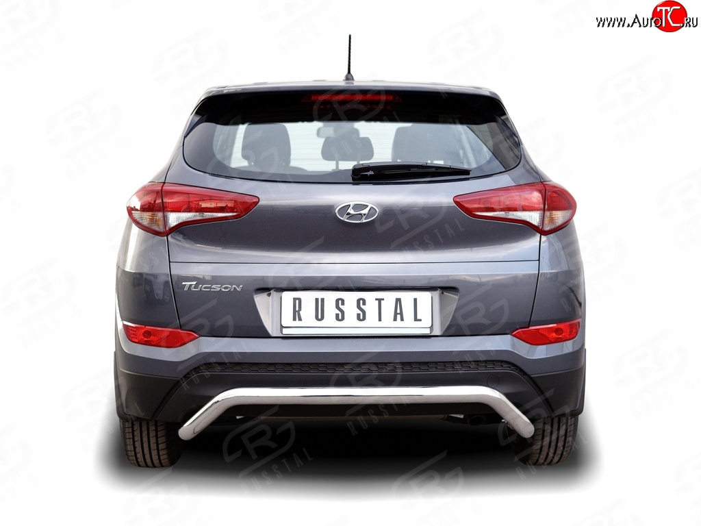 15 349 р. Защита заднего бампера (Ø63 мм волна короткая, нержавейка) SLITKOFF  Hyundai Tucson  TL (2015-2018) дорестайлинг  с доставкой в г. Москва