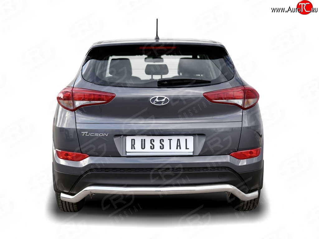 17 849 р. Защита заднего бампера (Ø63 мм волна, нержавейка) SLITKOFF Hyundai Tucson TL дорестайлинг (2015-2018)  с доставкой в г. Москва