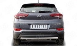 13 899 р. Защита заднего бампера (Ø63 мм короткая, нержавейка) SLITKOFF  Hyundai Tucson  TL (2015-2018) дорестайлинг  с доставкой в г. Москва. Увеличить фотографию 1