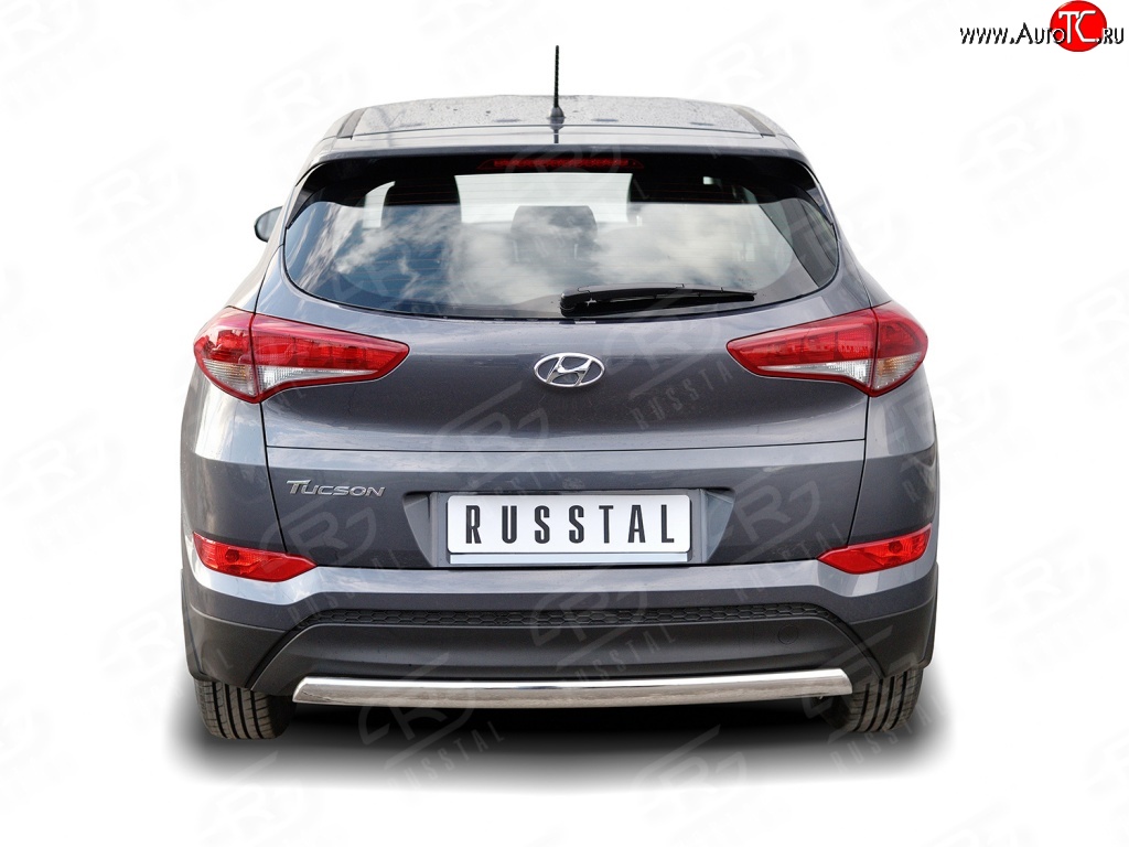 14 999 р. Защита заднего бампера (Ø75x42 мм, нержавейка) Russtal Hyundai Tucson TL дорестайлинг (2015-2018)  с доставкой в г. Москва