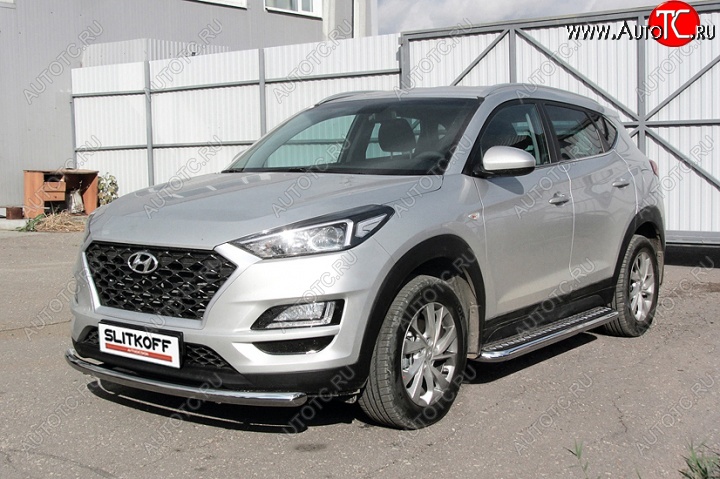 20 649 р. Защита порогов d57 Slitkoff (с листом) Hyundai Tucson TL рестайлинг (2018-2021)  с доставкой в г. Москва