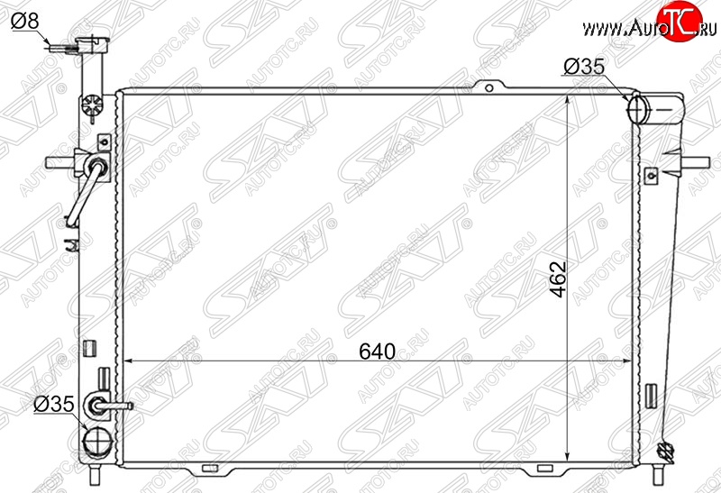 6 499 р. Радиатор двигателя (трубчатый, 2.0/2.7, МКПП/АКПП) SAT Hyundai Tucson JM (2004-2010)  с доставкой в г. Москва
