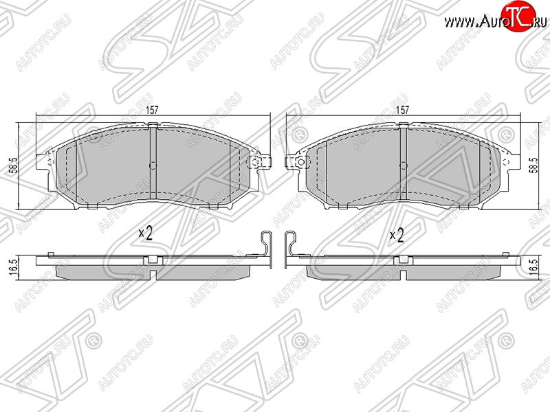 1 399 р. Колодки тормозные SAT (передние)  INFINITI FX35 (S50), FX45 (S50), G35 (V35), M35 (Y50), Nissan Murano (1 Z50,  2 Z51), Navara (2 D40), Pathfinder (R51), Qashqai (1)  с доставкой в г. Москва