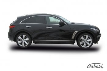 8 369 р. Защита штатных порогов Arbori (черная, d57 mm). INFINITI FX35 S51 дорестайлинг (2008-2011)  с доставкой в г. Москва. Увеличить фотографию 1