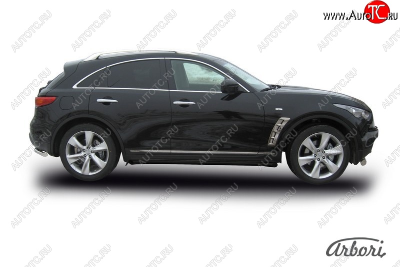 8 369 р. Защита штатных порогов Arbori (черная, d57 mm). INFINITI FX50 S51 дорестайлинг (2008-2011)  с доставкой в г. Москва