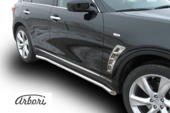 6 549 р. Защита штатных порогов Arbori (нержавейка, d57 mm). INFINITI FX35 S51 дорестайлинг (2008-2011)  с доставкой в г. Москва. Увеличить фотографию 1