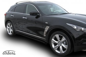 10 259 р. Защита штатных порогов Arbori (черная, d76 mm). INFINITI FX35 S51 дорестайлинг (2008-2011)  с доставкой в г. Москва. Увеличить фотографию 1