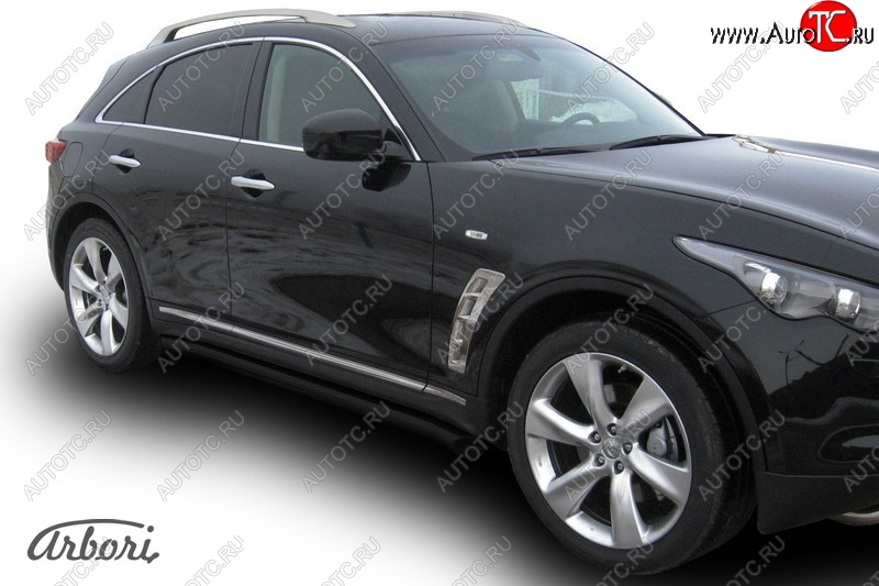 10 259 р. Защита штатных порогов Arbori (черная, d76 mm). INFINITI FX35 S51 дорестайлинг (2008-2011)  с доставкой в г. Москва