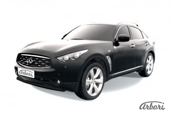 11 159 р. Защита переднего бампера Arbori (черная, 1 труба d76 mm).  INFINITI FX35  S51 - FX50  S51  с доставкой в г. Москва. Увеличить фотографию 1