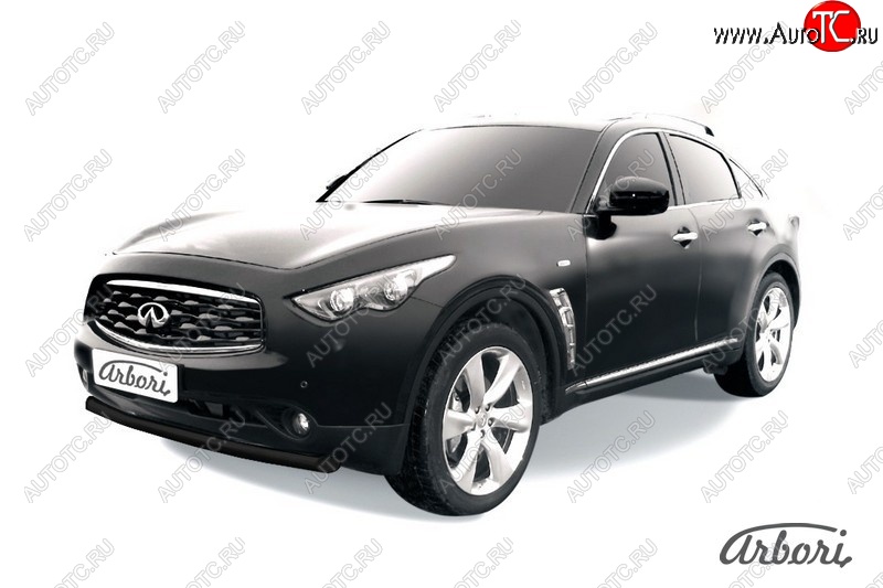 11 159 р. Защита переднего бампера Arbori (черная, 1 труба d76 mm). INFINITI FX35 S51 дорестайлинг (2008-2011)  с доставкой в г. Москва