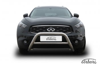 35 999 р. Защита переднего бампера Arbori (низкая - mini, нержавейка, 1 труба d76 mm). INFINITI FX35 S51 дорестайлинг (2008-2011)  с доставкой в г. Москва