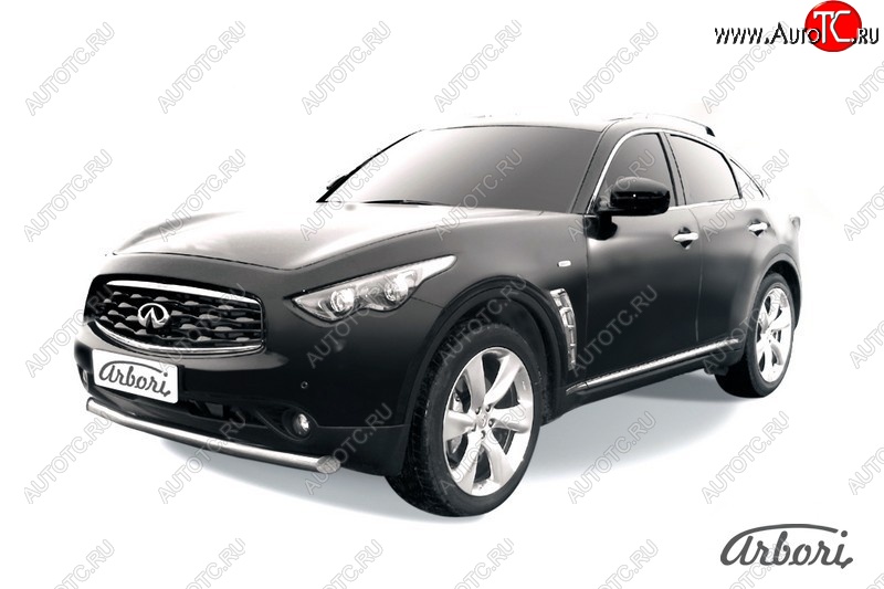 4 999 р. Защита переднего бампера Arbori (нержавейка, 1 труба d76 mm). INFINITI FX35 S51 дорестайлинг (2008-2011)  с доставкой в г. Москва