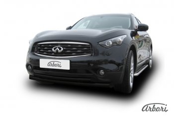 13 859 р. Защита переднего бампера Arbori (черная, 2 трубы d76 и 57 mm) INFINITI FX35 S51 дорестайлинг (2008-2011)  с доставкой в г. Москва. Увеличить фотографию 1