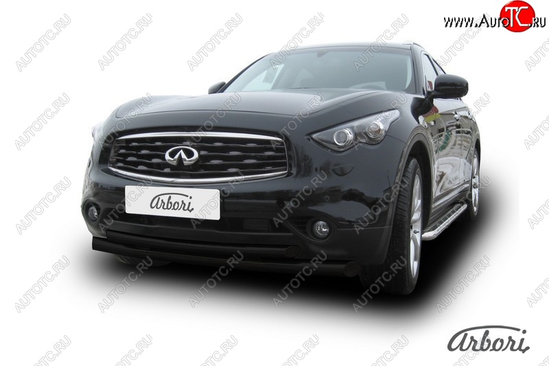 13 859 р. Защита переднего бампера Arbori (черная, 2 трубы d76 и 57 mm)  INFINITI FX35  S51 - FX50  S51  с доставкой в г. Москва