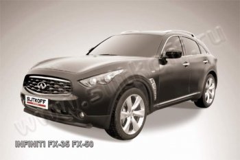 15 999 р. Защита переднего бампера из труб d76+d57 Slitkoff (двойная) INFINITI FX35 S51 дорестайлинг (2008-2011) (Цвет: серебристый)  с доставкой в г. Москва. Увеличить фотографию 1