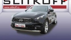 18 549 р. Одинарная защита переднего бампера диаметром 76 мм Slitkoff INFINITI FX35 S51 дорестайлинг (2008-2011) (Нержавейка, Полированная)  с доставкой в г. Москва. Увеличить фотографию 1