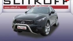 31 999 р. Усиленная защита переднего бампера из трубы диаметром 76 мм Slitkoff INFINITI FX35 S51 дорестайлинг (2008-2011) (Нержавейка, Полированная)  с доставкой в г. Москва. Увеличить фотографию 1