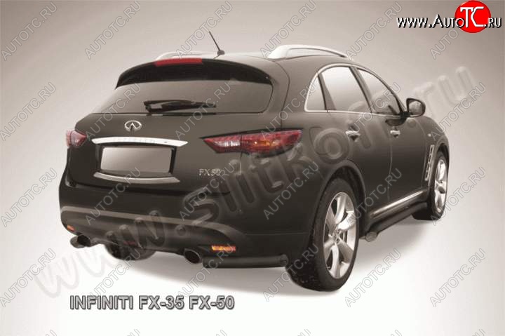 6 599 р. Защита заднего бампера из уголков d57 Slitkoff INFINITI FX35 S51 дорестайлинг (2008-2011) (Цвет: серебристый)  с доставкой в г. Москва