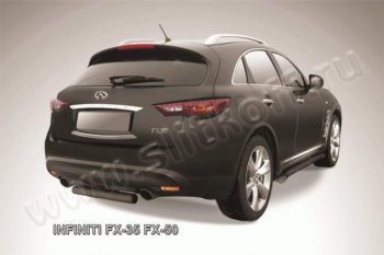 6 599 р. Защита заднего бампера из трубы d76 Slitkoff (короткая) INFINITI FX35 S51 дорестайлинг (2008-2011) (Цвет: серебристый)  с доставкой в г. Москва. Увеличить фотографию 1