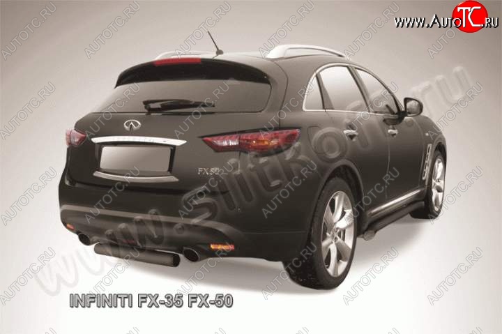 6 599 р. Защита заднего бампера из трубы d76 Slitkoff (короткая) INFINITI FX35 S51 дорестайлинг (2008-2011) (Цвет: серебристый)  с доставкой в г. Москва