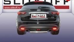 9 449 р. Защита заднего бампера из короткой трубы диаметром 76 мм Slitkoff  INFINITI FX35  S51 - FX50  S51 (Нержавейка, Полированная)  с доставкой в г. Москва. Увеличить фотографию 1