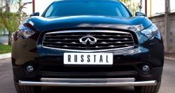 19 949 р. Защита переднего бампера (2 трубыØ63 и 42 мм, нержавейка) Russtal  INFINITI FX37  S51 - QX70  S51  с доставкой в г. Москва. Увеличить фотографию 1