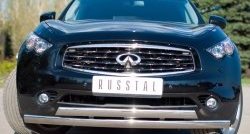 27 649 р. Защита переднего бампера (2 трубыØ75х42 мм, нержавейка) Russtal INFINITI QX70 S51 (2013-2020)  с доставкой в г. Москва. Увеличить фотографию 2