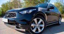 27 649 р. Защита переднего бампера (2 трубыØ75х42 мм, нержавейка) Russtal INFINITI QX70 S51 (2013-2020)  с доставкой в г. Москва. Увеличить фотографию 1