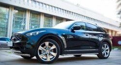 17 999 р. Защита порогов из круглой трубы диаметром 42 мм Russtal  INFINITI FX37  S51 (2008-2013) дорестайлинг, рестайлинг (Защита порогов с со скосами на торцах (вариант 1))  с доставкой в г. Москва. Увеличить фотографию 2