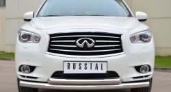 21 199 р. Защита переднего бампера (2 трубыØ76 и 63 мм, нержавейка) Russtal INFINITI JX35 (2012-2014)  с доставкой в г. Москва. Увеличить фотографию 1