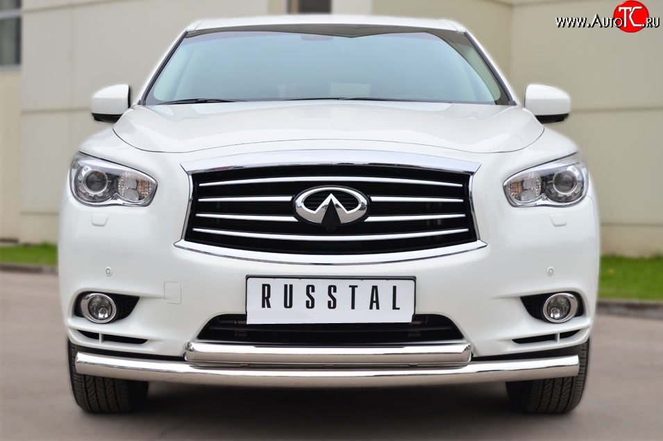 21 199 р. Защита переднего бампера (2 трубыØ76 и 63 мм, нержавейка) Russtal INFINITI JX35 (2012-2014)  с доставкой в г. Москва