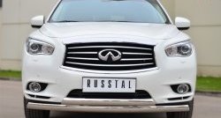 24 999 р. Защита переднего бампера (2 трубыØ75х42 мм, нержавейка) Russtal  INFINITI JX35 (2012-2014)  с доставкой в г. Москва. Увеличить фотографию 1