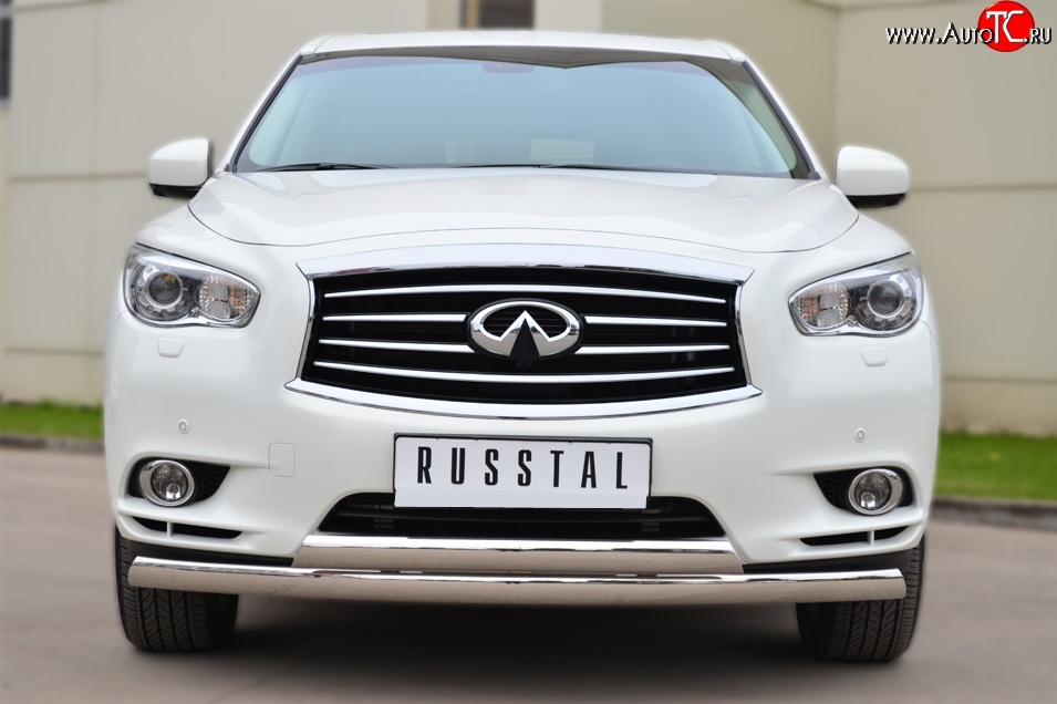 24 999 р. Защита переднего бампера (2 трубыØ75х42 мм, нержавейка) Russtal  INFINITI JX35 (2012-2014)  с доставкой в г. Москва