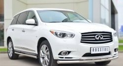 13 849 р. Защита порогов из круглой трубы диаметром 63 мм Russtal INFINITI JX35 (2012-2014) (Защита порогов с со скосами на торцах (вариант 1))  с доставкой в г. Москва. Увеличить фотографию 5